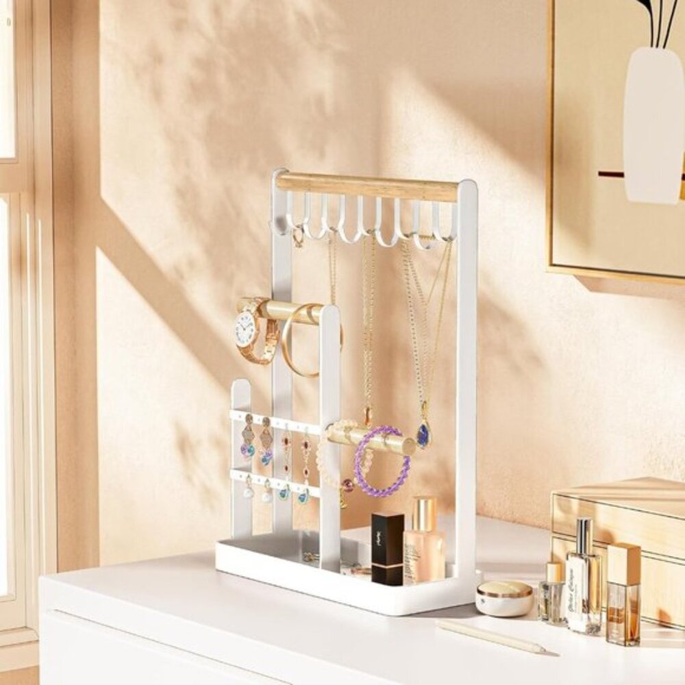 New 4-Tier Jewelry Organizer Stand, Aesthetic Necklace & Ring Holder Rack - Picture 10 of 12
